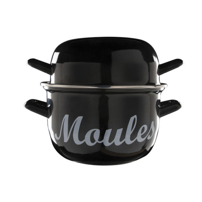 Cosy & Trendy For Professionals Moules - Moule à moules - 1,2kg - Noir - 2,8l - D18cm - acier inoxydable - arrondi - (lot de 6)