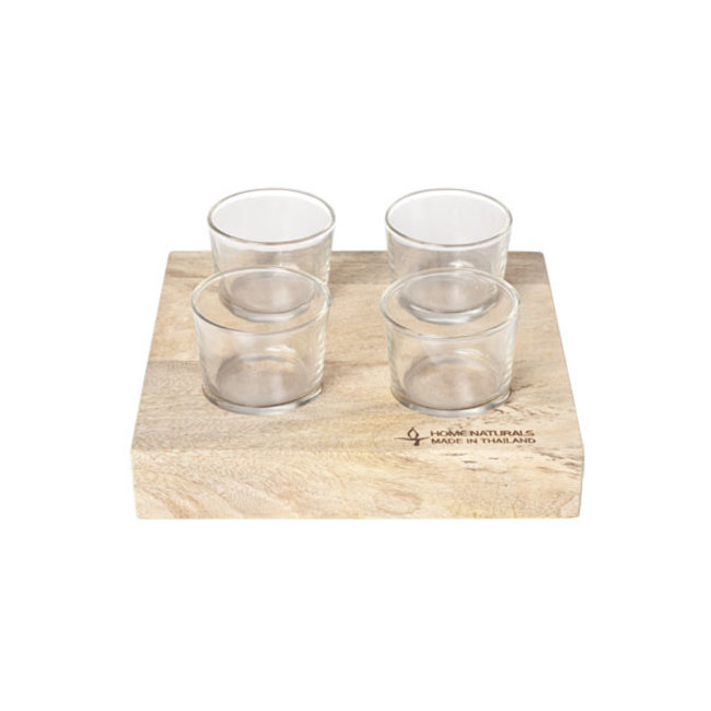 C&T Snackbrett - M 4 Gläser - 22x22x4cm - Glas - D6,5xh6cm - 10cl