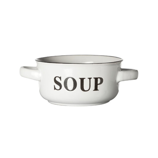 C&T Bol - Blanc - D13,5xh6,5cm - Soupe avec texte - Anses - 47cl - Céramique - (lot de 6)