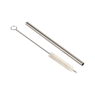 C&T Straws - Silver - D0,6xl13cm - + brush 15cm - Inox - (set of 12).