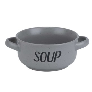 C&T Bol à soupe - Avec texte 'soupe' - Gris - D13,5cmh6,5cm - 47cl - Céramique - (lot de 4)