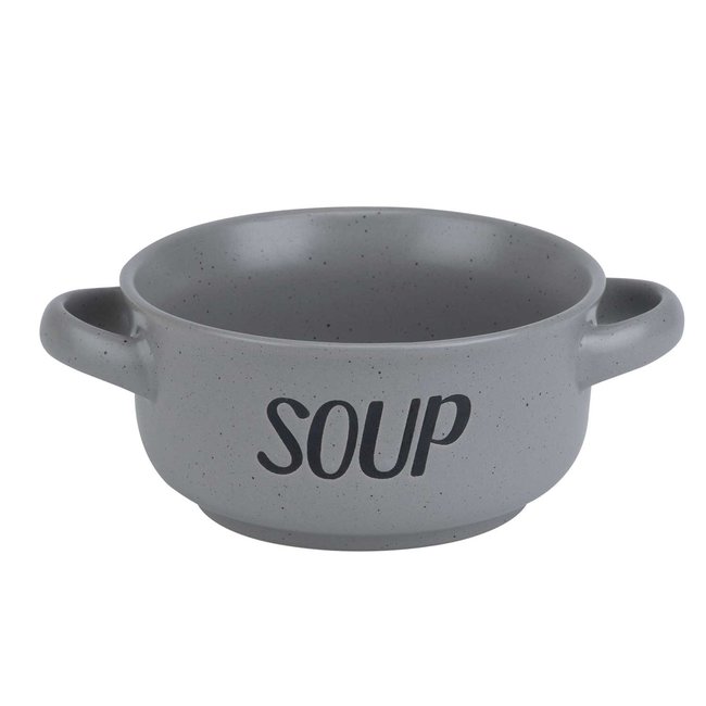 C&T Suppenschüssel – Mit Text „Suppe“ – Grau – D13,5 cm x 6,5 cm – 47 cl – Keramik – (4er-Set)