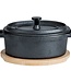 C&T Pot - Black - 15.5x10h8cm - Bamboo base - Cast iron - (set of 6)