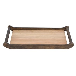 C&T Tray - Wood - With 2x handle round - Nature - 40x24xh4cm -