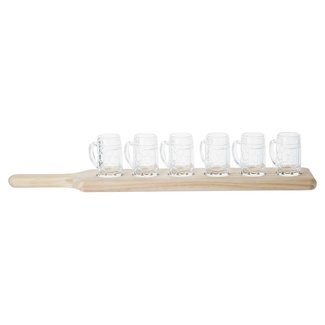 C&T Shot glasses -Transparent - On wooden shelf - With 6 glasses - Glass.