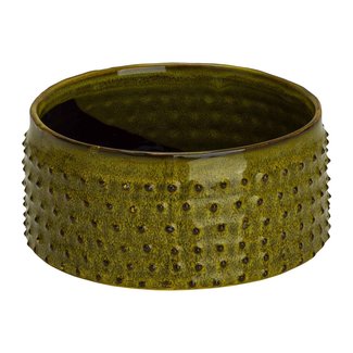 Cosy @ Home Bol Glazed Embossed Dots Vert D'herbe 19,5x19,5xh9cm Rond Gres