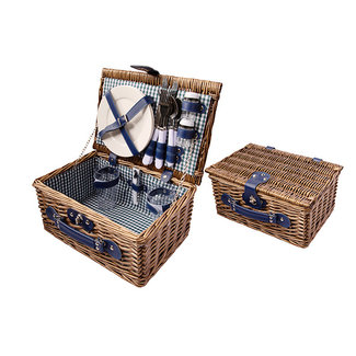 C&T Picknickmand - 2 personen - 33x22x16cm - Bestek-Borden-Glazen-Wijnopener-Peper- en Zoutvat