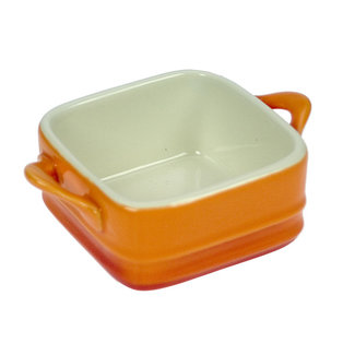 C&T Mini plat à gratin - Orange - 7x7cm - Porcelaine - (lot de 4)