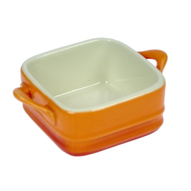 C&T Mini gratin dish - Orange - 7x7cm - Porcelain - (set of 4)