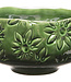 Cosy @ Home Bowl Flowers Lustre Finish Green 21x21xh10cm Round Stoneware