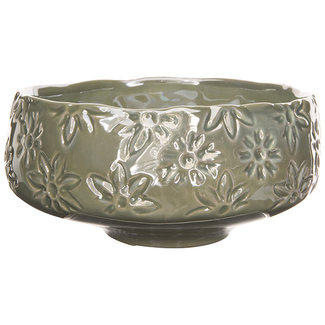 Cosy @ Home Coupe Flowers Lustre Finish Gris-vert 16x16xh8cm Rond Gres