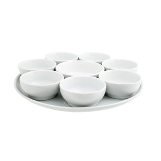 C&T Aperoset White D31xh4,2cm 9 Piecesplate D31cm - 7 X D9.2xh4 - 1 Xd12xh4cm