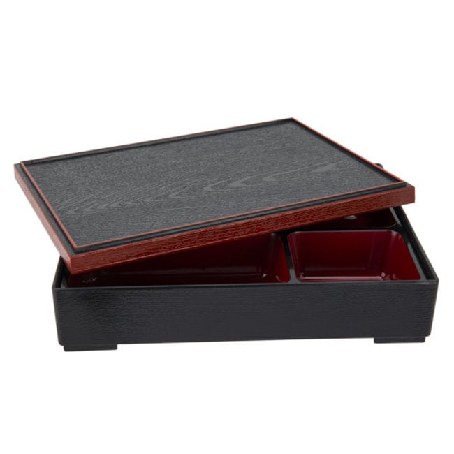 C&T Asian Bento Box - Zwart-Rood - 27x21x6cm - Kunststof