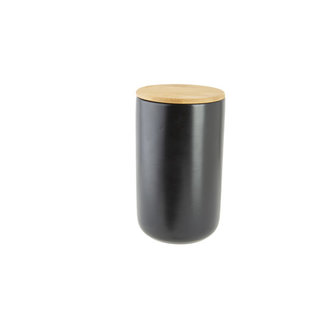 C&T Pot Apero Noir D10xh17cm Ceramique + Couvercle Bambou