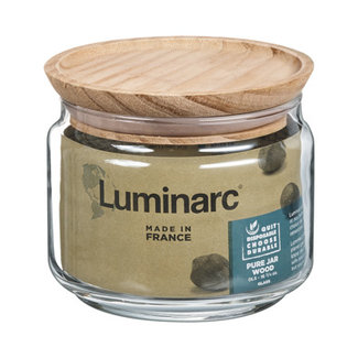 Luminarc Pure Jar - Pot de rangement avec couvercle en bois - 0,50L - Verre - (Ensemble de 6).