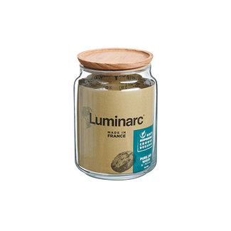 Luminarc Pure Jar – Aufbewahrungsglas mit Holzdeckel – 2 Liter – (3er-Set)