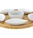 C&T Serving Plate D26xh3cm Round Bamboo+6ceramic Bowls (11.5x5x25cm)