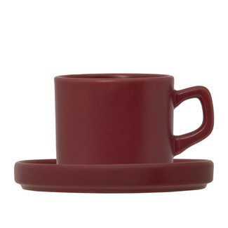 C&T Tower - Raspberry Red - Cup And Plate - Ceramic - (Set of 6)