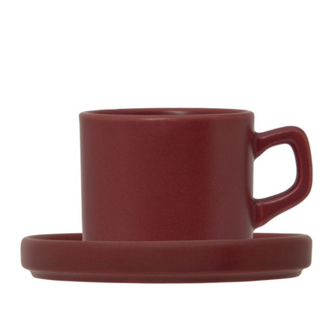 C&T Tower - Raspberry Red - Cup And Plate - Ceramic - (Set of 6)