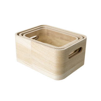 C&T Box De Rangement Set3 Bois Pln 21x16x1019x14x8cm 17x12x7cm