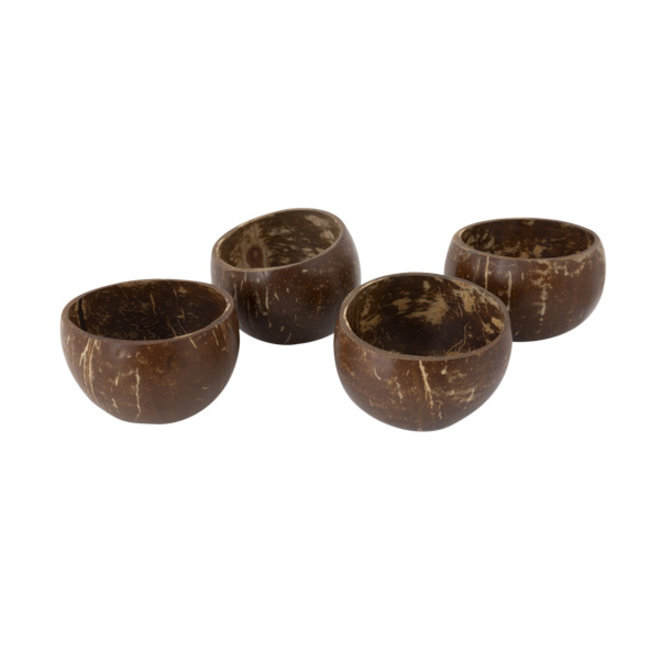 C&T Coconut Bowl Set4 Brown 35-50clpolished