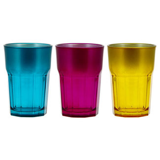 Cerve Medina Wasserglas 38cl Set 3 Assturquoise-lila -yellow