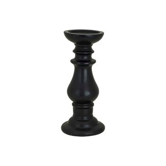 Cosy @ Home Candle Holder Black 12,8x12,8xh33,5cm Round Ceramic