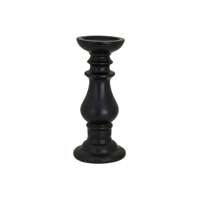 Cosy @ Home Candle Holder Black 12,8x12,8xh33,5cm Round Ceramic