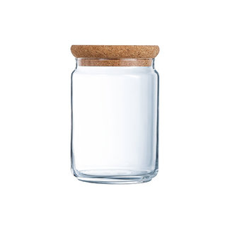 Luminarc Pure-Jar - Voorraadpot - Deksel in Kurk - 1 Liter - Glas - (Set van 6)*