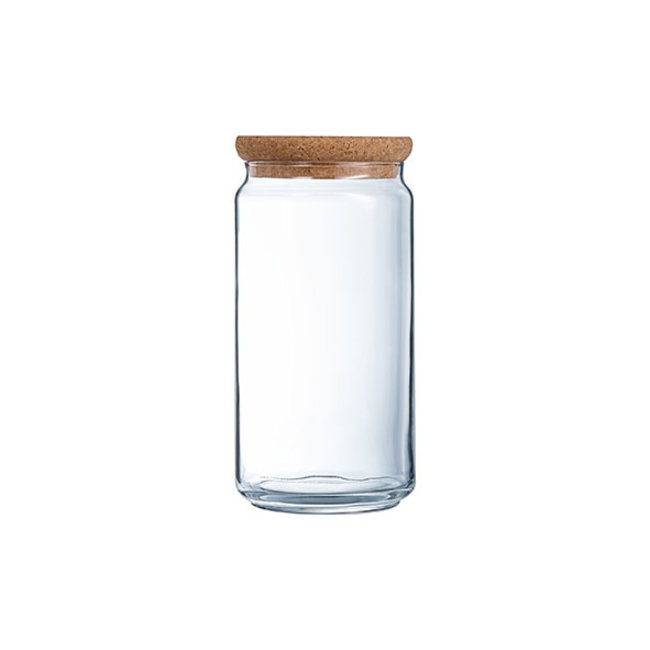 Luminarc Pure-Jar - Voorraadpot - Deksel in Kurk - 1,5 Liter - Glas - (Set van 6)
