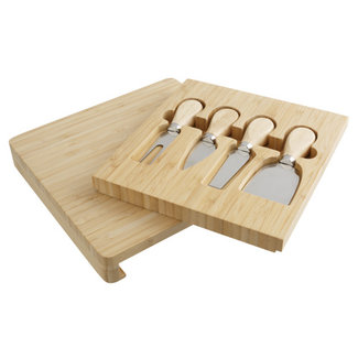 C&T Cutting Board With Cheese Knife In Bookbox 26x23xh1,5cm Acacia