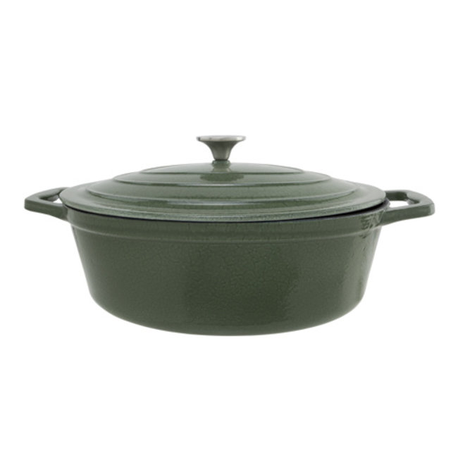 C&T Cooking Pot Shiny Green5,1l 33x25xh11cmoval Cast Iron