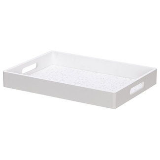 Cosy @ Home Tray Flower White 32x25xh4,5cm Rectangular Wood