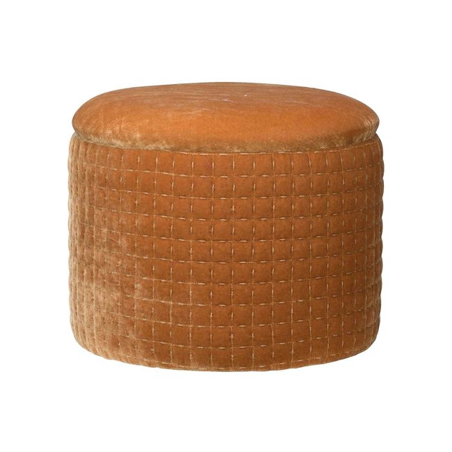 Cosy @ Home Pouf Velours Camel D35xh27cm Wood