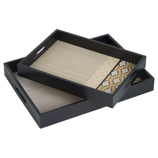 Cosy @ Home Tablett Set2 Indian Schwarz 30x40xh5cm Holz