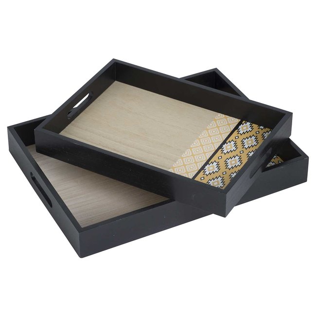 Cosy @ Home Tablett Set2 Indian Schwarz 30x40xh5cm Holz