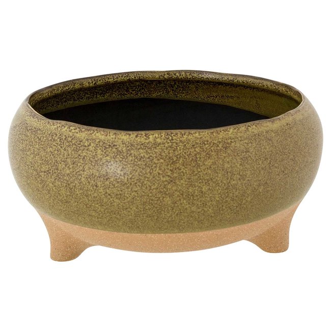 Cosy @ Home Bowl On Feet Green D250 20x20xh9,5cm Round Stoneware