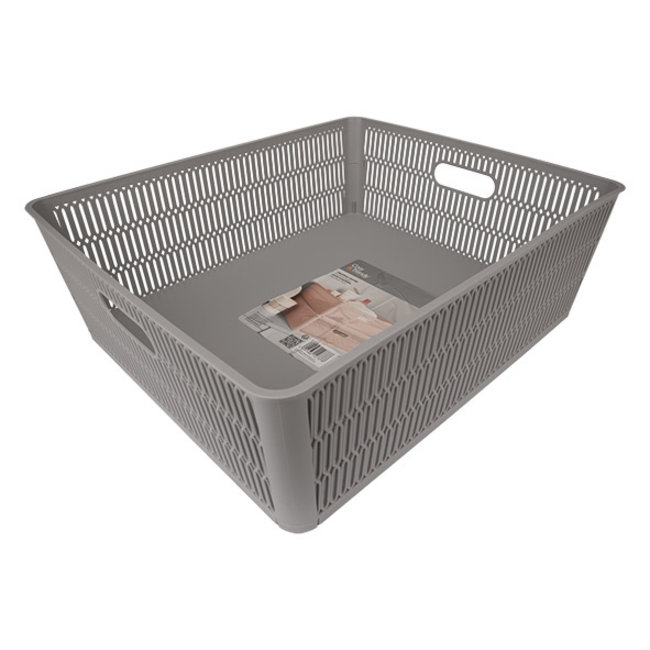 C&T Storage Basket Grey 12l Stackable&nestable 38.1x33xh12.7cm