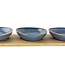 C&T Kp Serving Plate 31x11xh4cm Bamboo + 3 Bowls Ceramic Blue