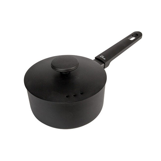 C&T Casserole Noire Pleine Noir D16xh7,8cm Aluminium Avec Couvercle Tous Feux