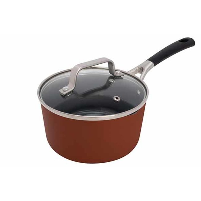 C&T Cerapro Saucepan Terracotta D16cm Nswith Lid