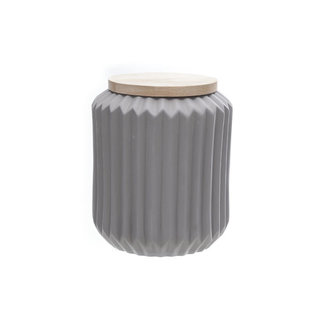 Cosy @ Home Jar With Wooden Cover Grey Porcelaind14.5xh16cm