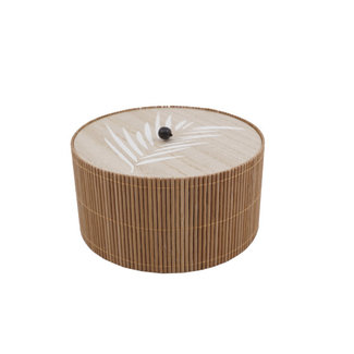 Cosy @ Home Boite Brun 14,8x14,8xh8cm Rond Bois (lot de 4)