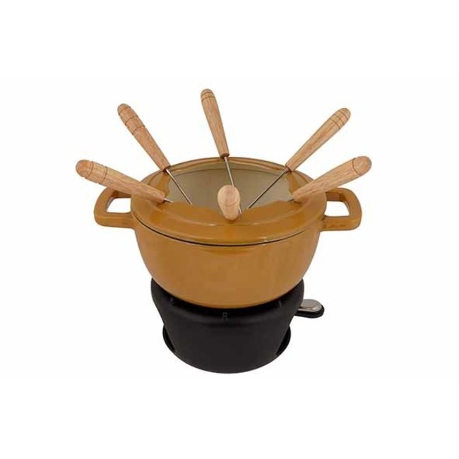 C&T Fontestic Set Fondue Amber Gold D18cm Fonte Avec 6 Fourchettes