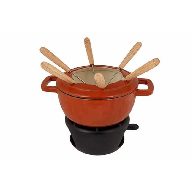 C&T Fontestic Fondue Set  Rust D18cm Cast Iron With 6 Forks