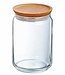 Luminarc Pure Jar - Pot de rangement avec couvercle en bois - 1L - Verre - (Ensemble de 6).