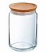 Luminarc Pure Jar - Voorraadpot met Houten Deksel - 1L - Glas - (Set van 6).