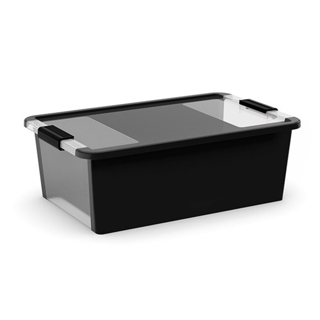 Curver Bi-Box - Boîte de rangement M Noir 26l 55x35xh19cm - (Lot de 4)