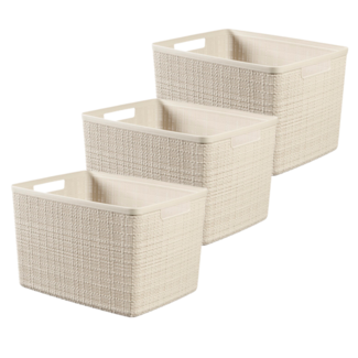 Curver Jute - Aufbewahrungsbox - Weiß - 20L - 36,2x28,2h23cm - Kunststoff - (3er-Set)