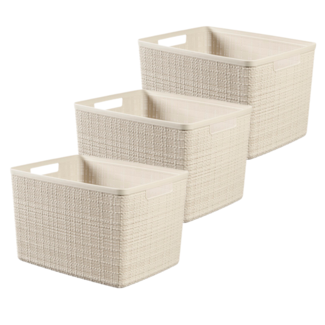 Curver Jute - Storage box - White - 20L - 36.2x28.2h23cm - Plastic - (set of 3)